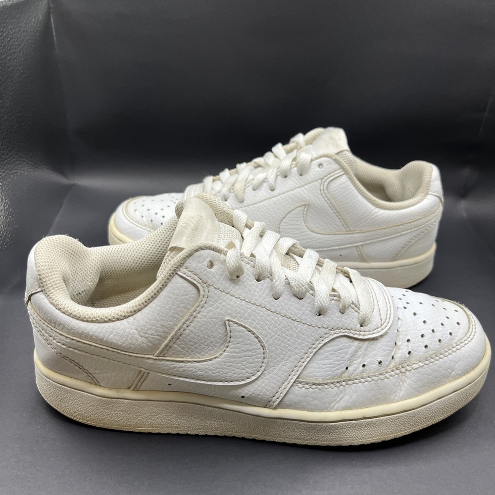 Nike Court Vision Low Triple White‎ Leather Sneakers CD5434-100 Womens 7.5